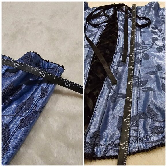 Victoria’s Secret Underbust Corset | Blue Black Floral Rayon Polyester | M - Picture 15 of 15
